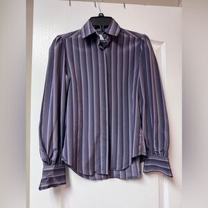 Vintage - Foxcroft Women's Striped Button Down Shirt in Purple